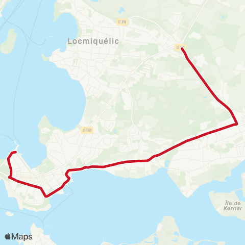 IZILO Ligne Rouge - Riantec Parking Leclerc - Locmiquélic Pen Mané map