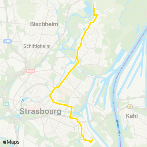 CTS Ampère - Robertsau Ste Anne / Robertsau Chasseurs map
