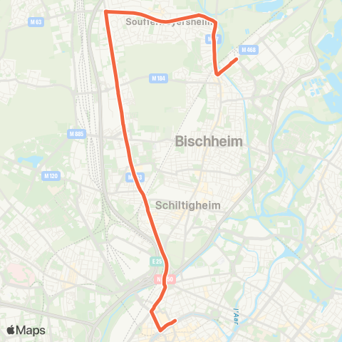 CTS Les Halles - Hoenheim Gare / Vendenheim Gare map