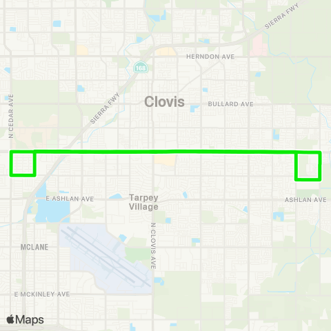 Clovis Transit Stageline Green (Shaw) map