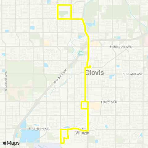 Clovis Transit Stageline Yellow (Clovis) map