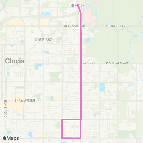 Clovis Transit Stageline Pink (Temperance) map