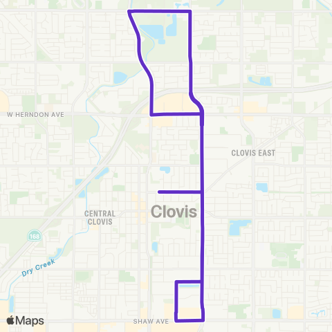 Clovis Transit Stageline Purple (Sunnyside) map