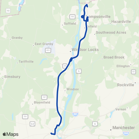 CTTransit Express Windsor Locks / Enfield Exp map