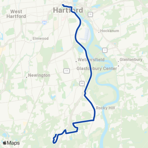 CTTransit Express Rocky Hill / Century Hills Exp map