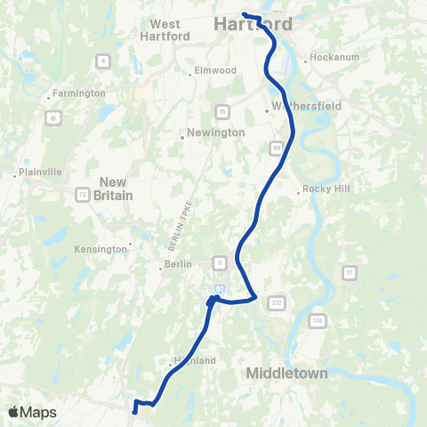 CTTransit Express Cromwell / Meriden Exp map