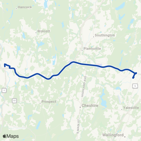 CTTransit Express Waterbury / Meriden Exp map