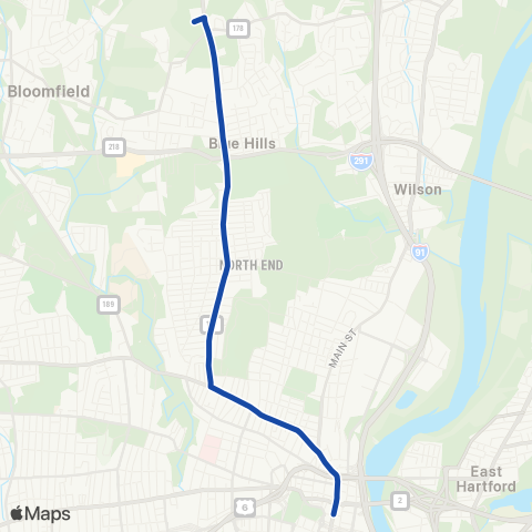 CTTransit Hartford Blue Hills Ave map