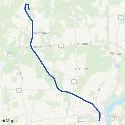CTTransit Hartford Bloomfield Ave map