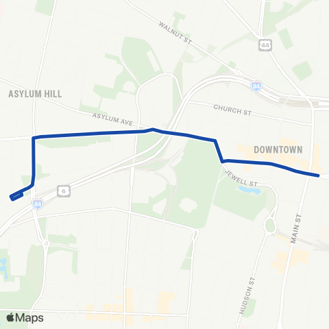 CTTransit Hartford Asylum Hill Connector map