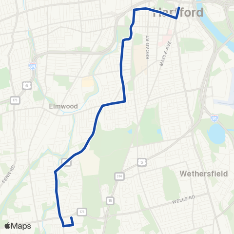 CTTransit Hartford Hillside Ave map