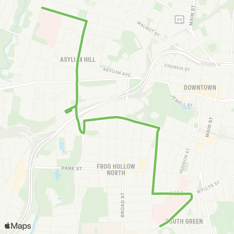 CTTransit Hartford Hospital Connector map