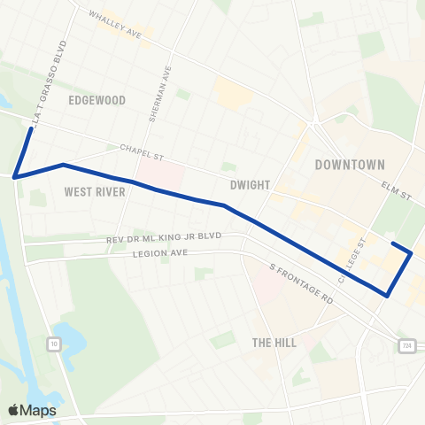 CTTransit New Haven West Chapel Street map