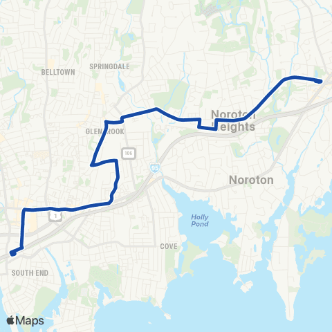 CTTransit Stamford Glenbrook Rd map