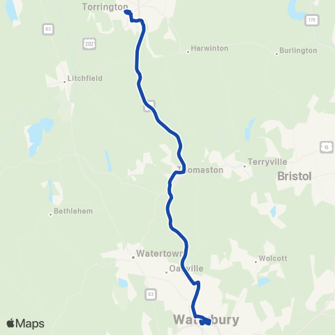 CTTransit Waterbury Waterbury / Torrington map