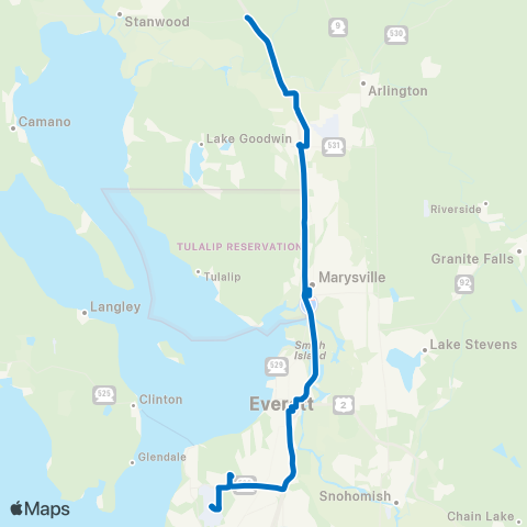 Community Transit Stanwood I-5 P&R - Paine Field Airport map