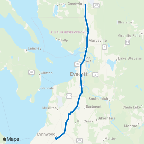 Community Transit Smokey Point TC - Lynnwood City Ctr Sta map