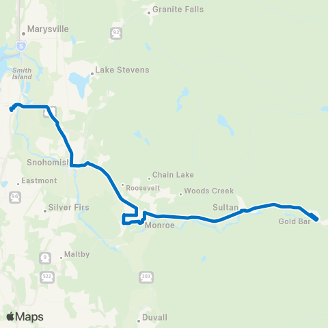 Community Transit Gold Bar - Everett Station map