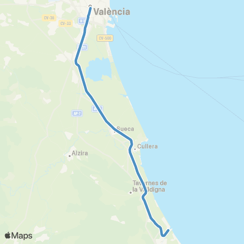 Cercanías Valencia Nord – Gandia map