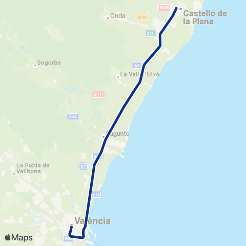 Cercanías Valencia Nord – Castelló map