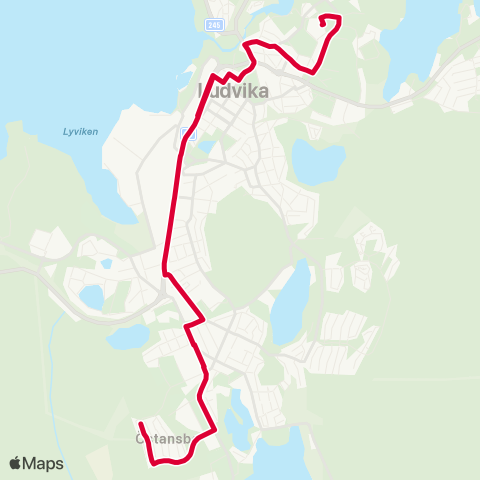 Dalatrafik Ludvika resecentrum—Ludvika lasarett huvudentren map