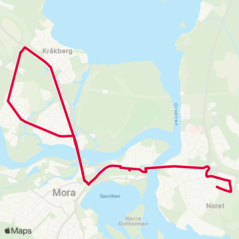 Dalatrafik Mora resecentrum—Noretskolan map