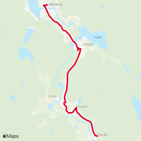 Dalatrafik Leksand resecentrum—Djurås resecentrum map