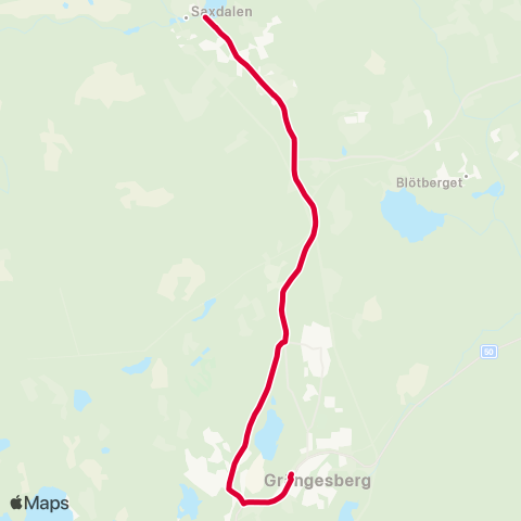 Dalatrafik Saxdalen Olsjövägen—Grängesberg jvstn map