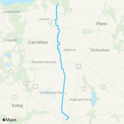 DART Dallas - Addison - Legacy map