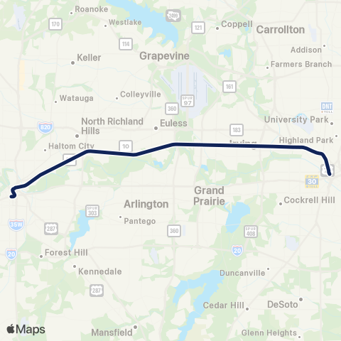 DART Trinity Railway map