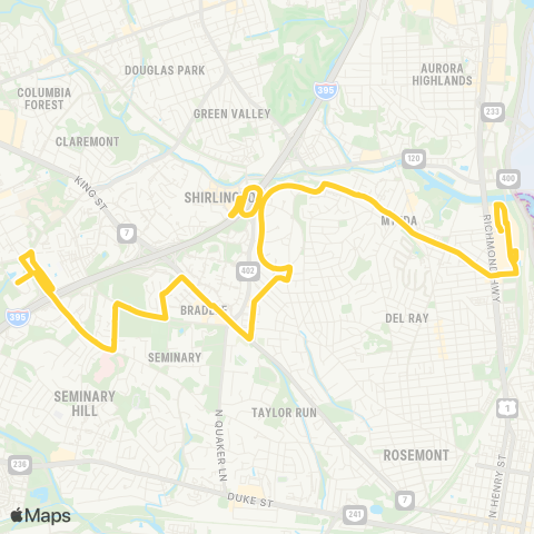 DASH CROSSTOWN VIA N EARLEY map