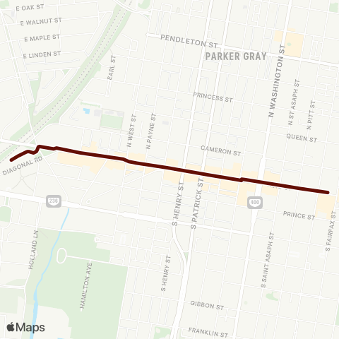 DASH King Street Trolley map