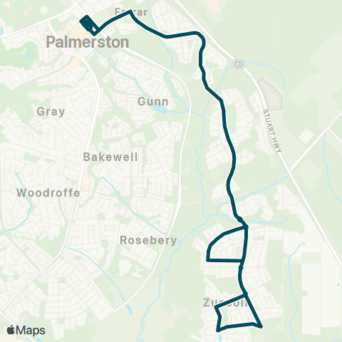 Darwinbus Palmerston - Farrar - Johnston - Zuccoli map