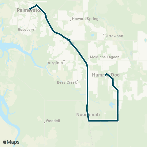 Darwinbus Humtpy Doo - Cox Peninsula Rd - Noonamah - Coolalinga - Palmerston map