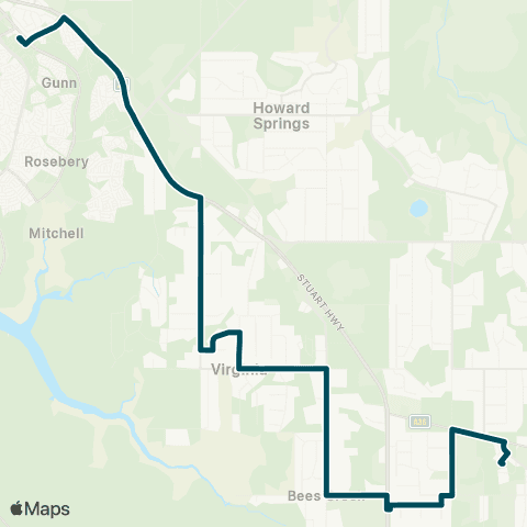 Darwinbus Bees Creek - Palmerston map