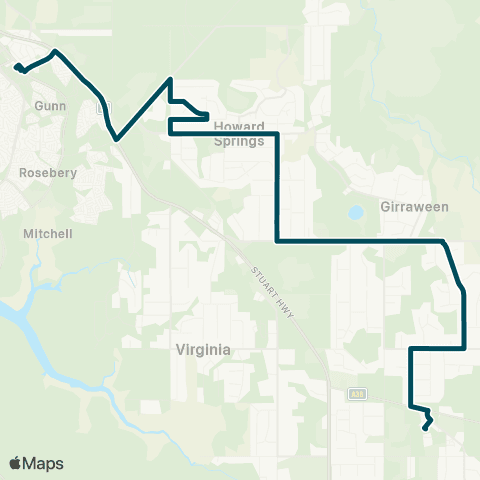 Darwinbus Humpty Doo - Girraween - Howard Springs - Palmerston map
