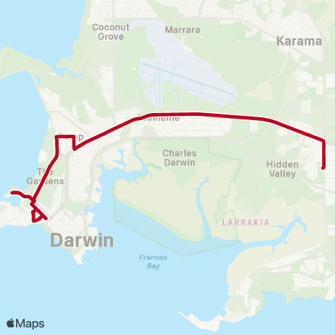 Darwinbus School - Darwin map