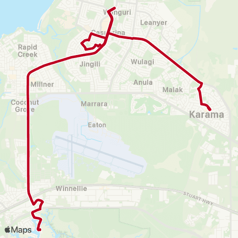 Darwinbus Special Needs - Route 302 map