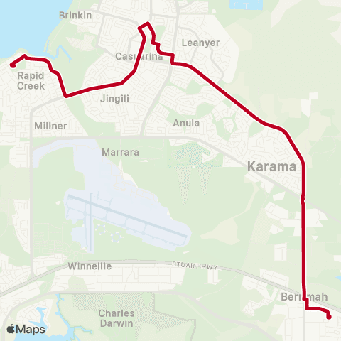 Darwinbus Special Needs - Route 303 map