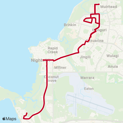 Darwinbus Special Needs - Seniors (Mon & Wed) map