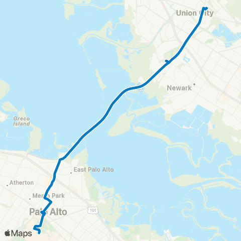 Dumbarton Express Dumbarton Exp. - Palo Alto map