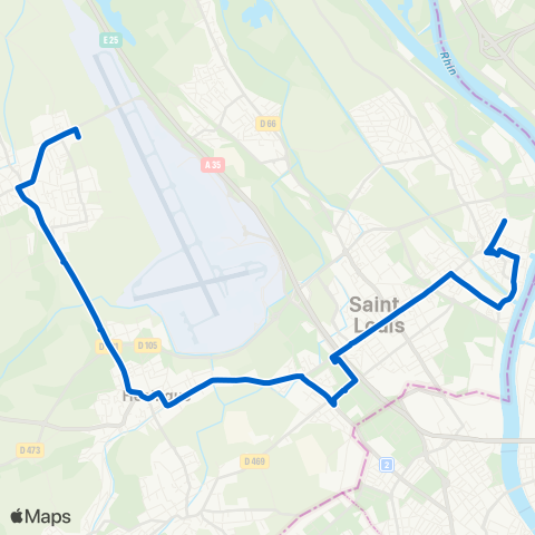 DistriBus Blotzheim Clostermann - Huningue Alsace map