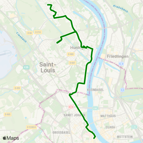 DistriBus Village-Neuf Paix - Bâle Schifflände map