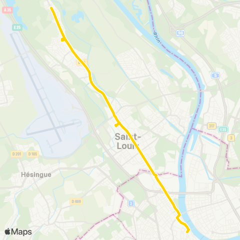 DistriBus St-Louis Professeur Coste / Parc Soleil - Bâle Schifflände map