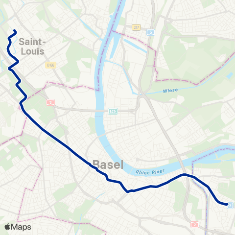 DistriBus Bâle Birsfelden Hard - St-Louis St-Louis Gare map