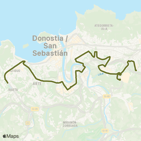 Dbus Altza-Intxaurrondo-Antiguo map