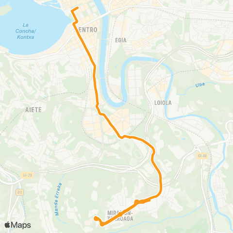 Dbus Amara-Ospitaleak map