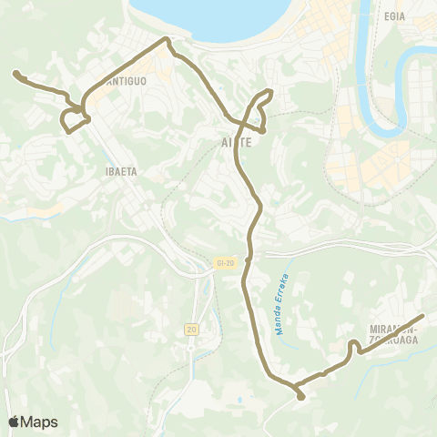 Dbus Arriola-Antiguo-Aiete-Ospitale map