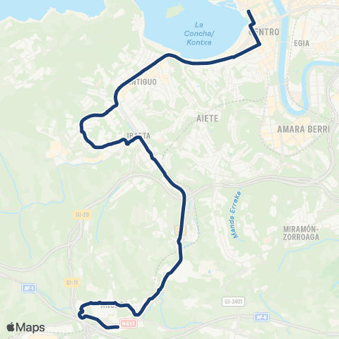 Dbus Bentaberri-Berio-Añorga map