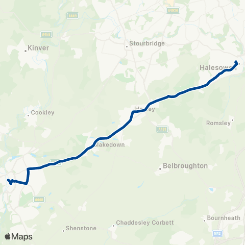 Diamond Bus Halesowen Bus Sta - Kidderminster Bus Sta map